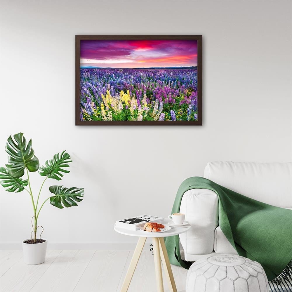 Glezna brūnā rāmī - Purple Flowers Home Trends DECO