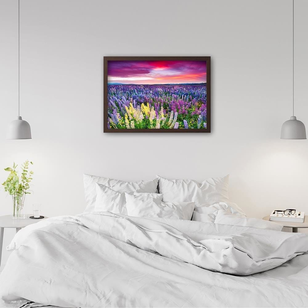 Glezna brūnā rāmī - Purple Flowers Home Trends DECO
