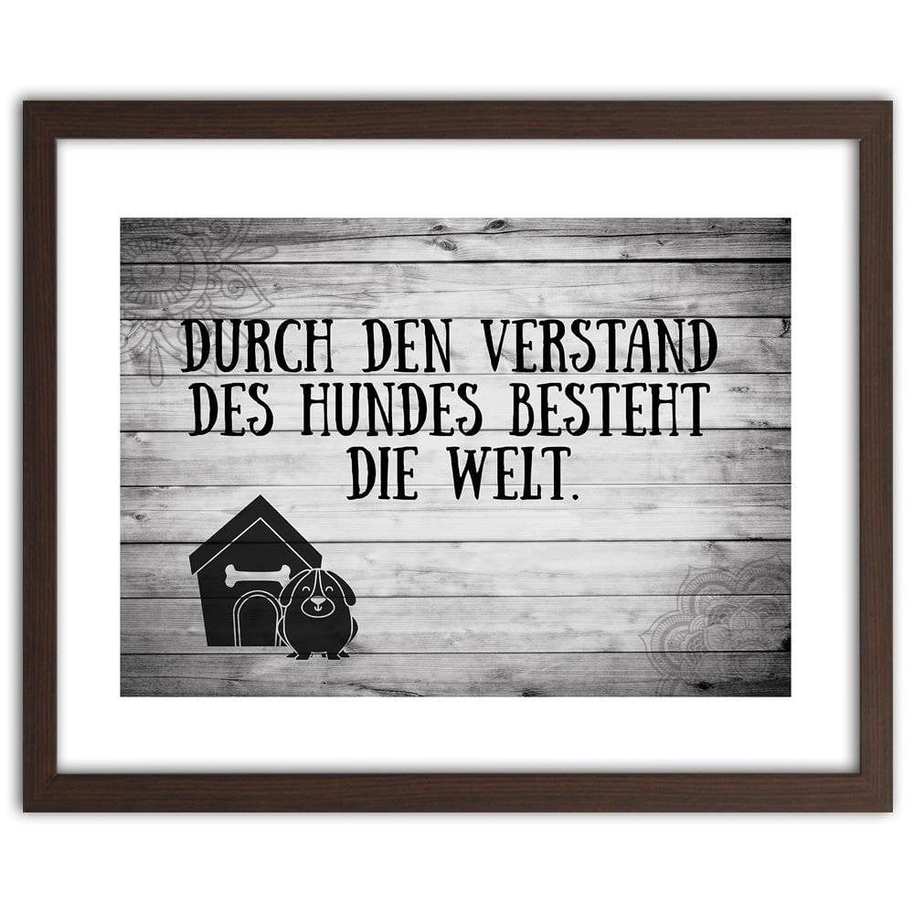 Glezna brūnā rāmī - Quote Dog In Front Of Doghouse Home Trends DECO