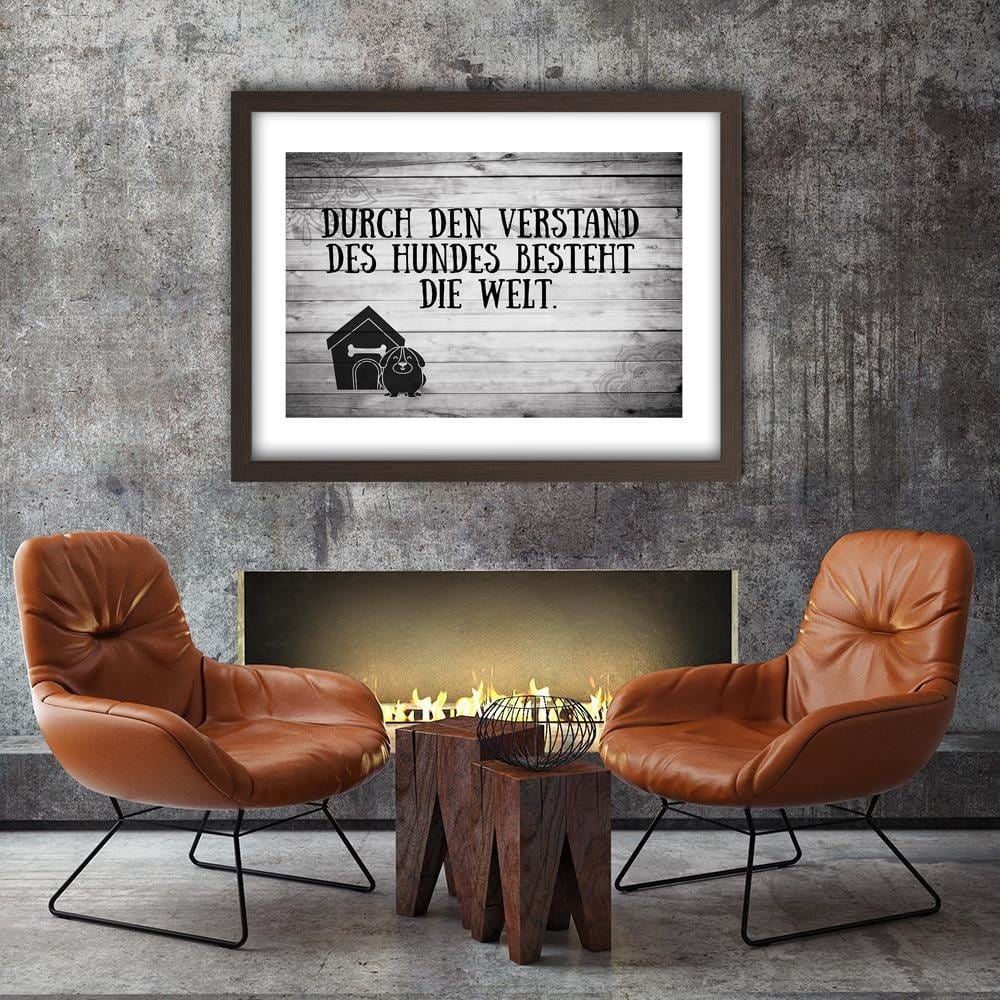 Glezna brūnā rāmī - Quote Dog In Front Of Doghouse Home Trends DECO