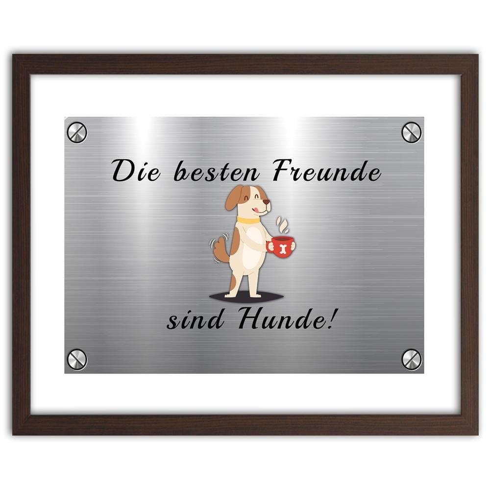 Glezna brūnā rāmī - Quote Dog With A Cup Home Trends DECO