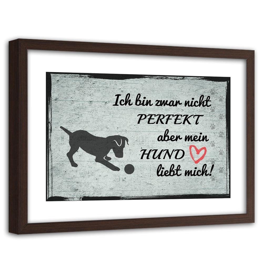 Glezna brūnā rāmī - Quote Dog With Ball Home Trends DECO