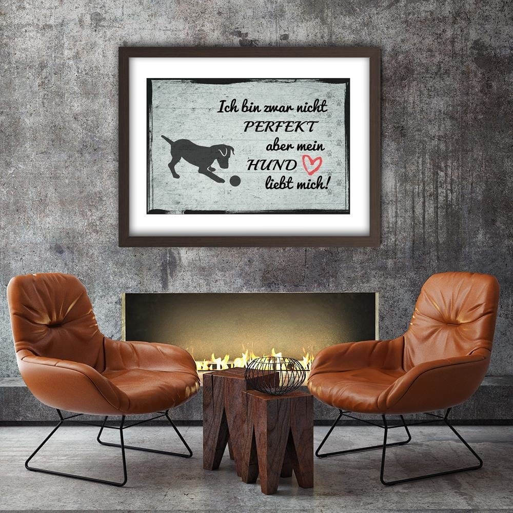 Glezna brūnā rāmī - Quote Dog With Ball Home Trends DECO