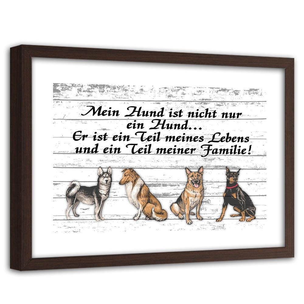 Glezna brūnā rāmī - Quote Four Dogs Home Trends DECO