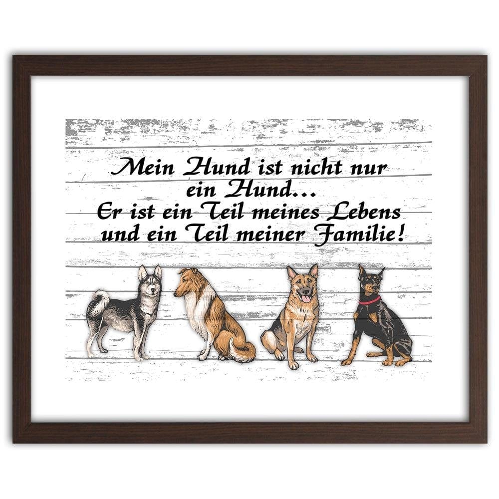 Glezna brūnā rāmī - Quote Four Dogs Home Trends DECO