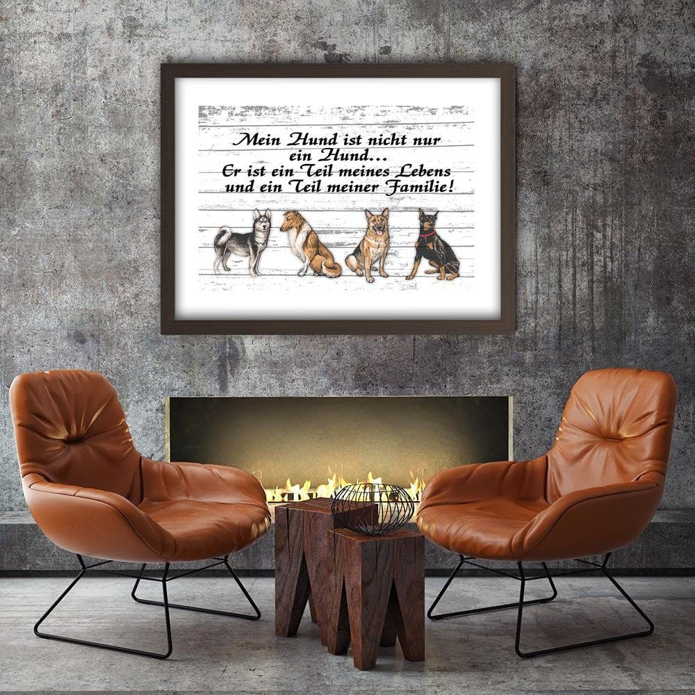 Glezna brūnā rāmī - Quote Four Dogs Home Trends DECO