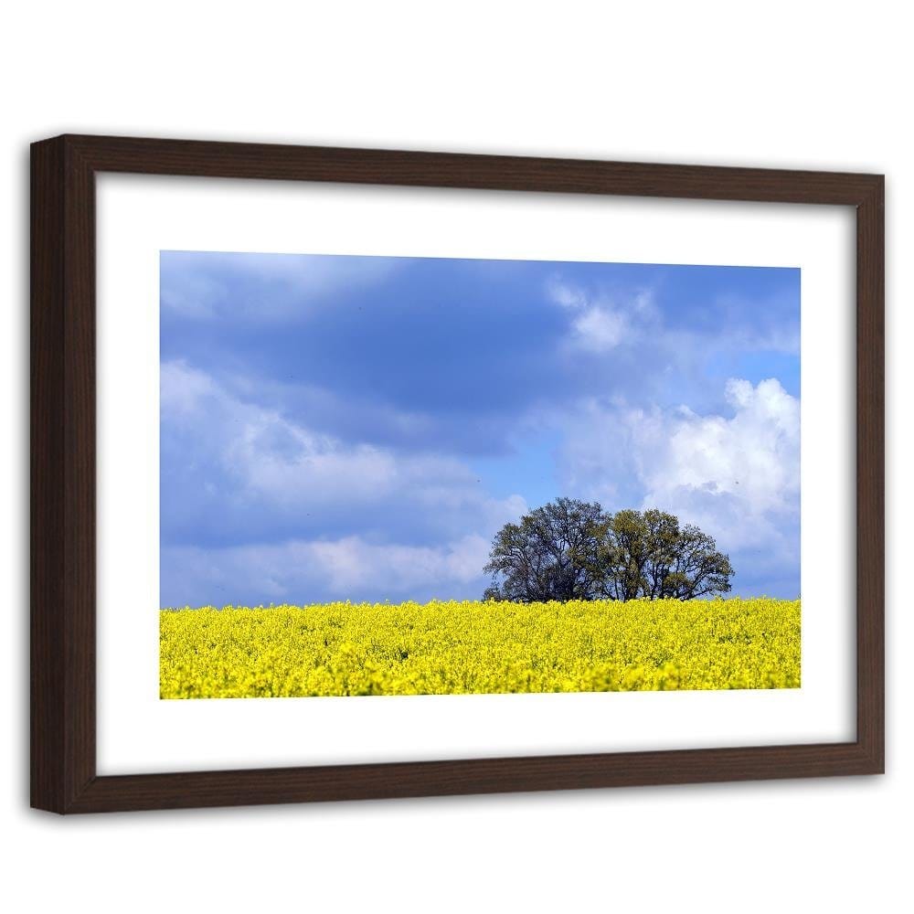 Glezna brūnā rāmī - Rapeseed And Trees Home Trends DECO