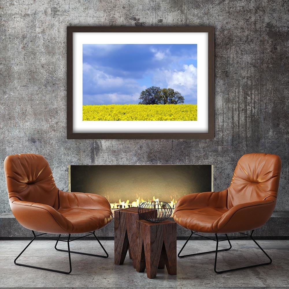 Glezna brūnā rāmī - Rapeseed And Trees Home Trends DECO