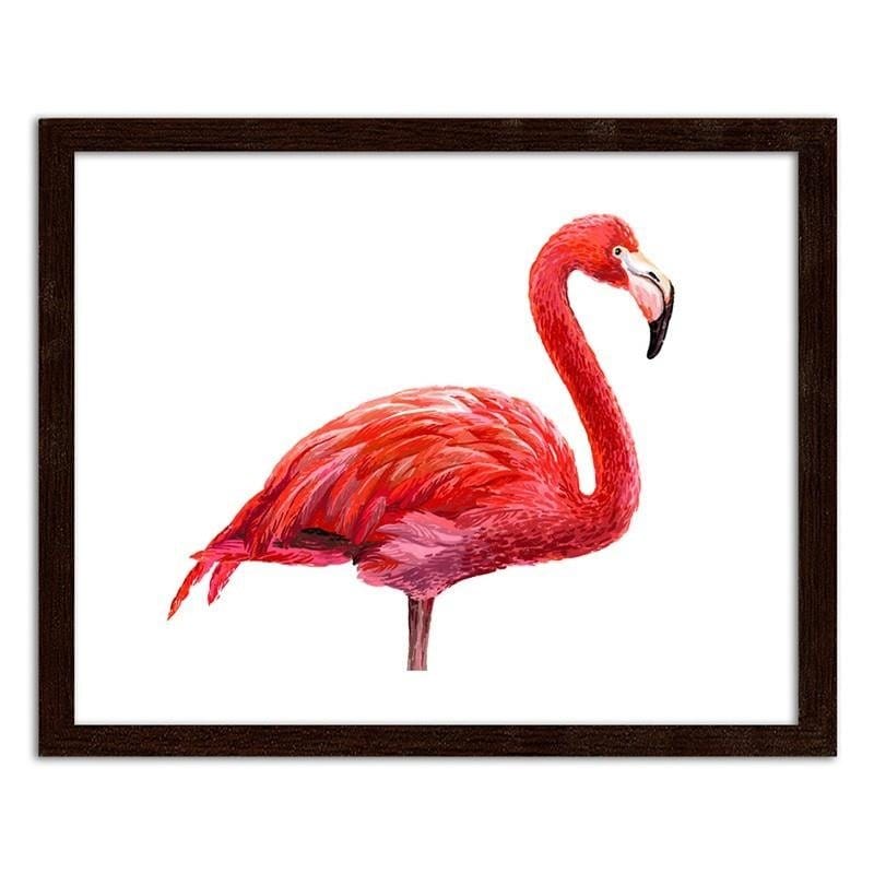 Glezna brūnā rāmī - Realistic flamingo illustration Home Trends DECO