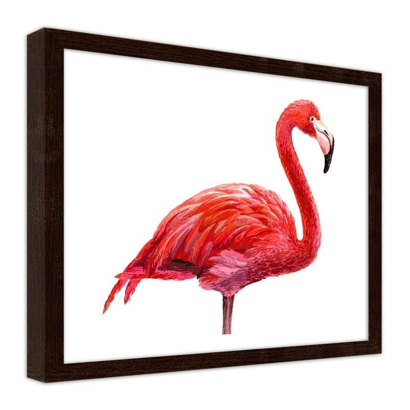 Glezna brūnā rāmī - Realistic flamingo illustration Home Trends DECO