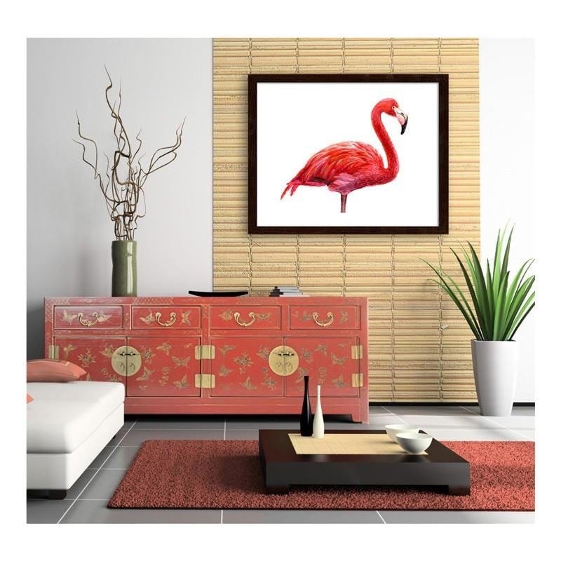Glezna brūnā rāmī - Realistic flamingo illustration Home Trends DECO