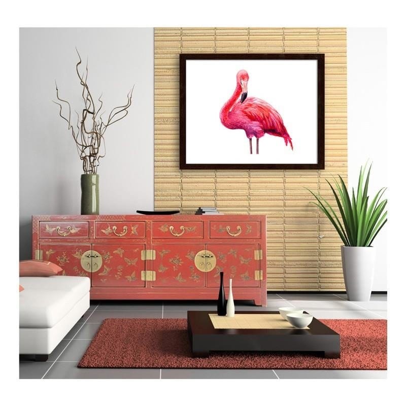 Glezna brūnā rāmī - Realistic illustration of a pink flamingo Home Trends DECO