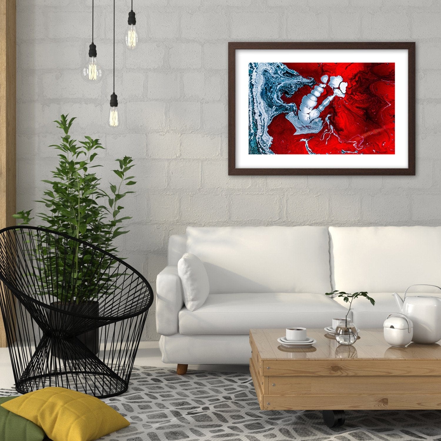 Glezna brūnā rāmī - Red Abstraction Home Trends DECO