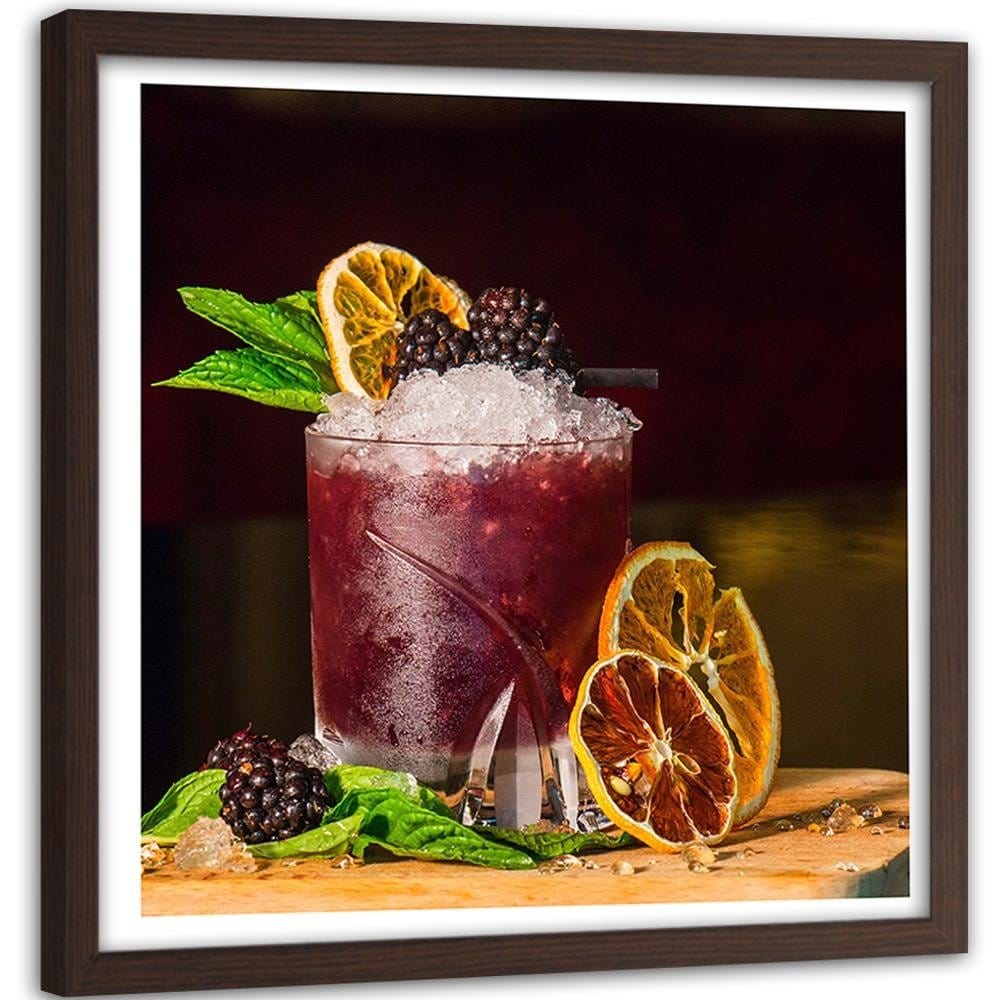 Glezna brūnā rāmī - Red Drink And Lemon Slices Home Trends DECO