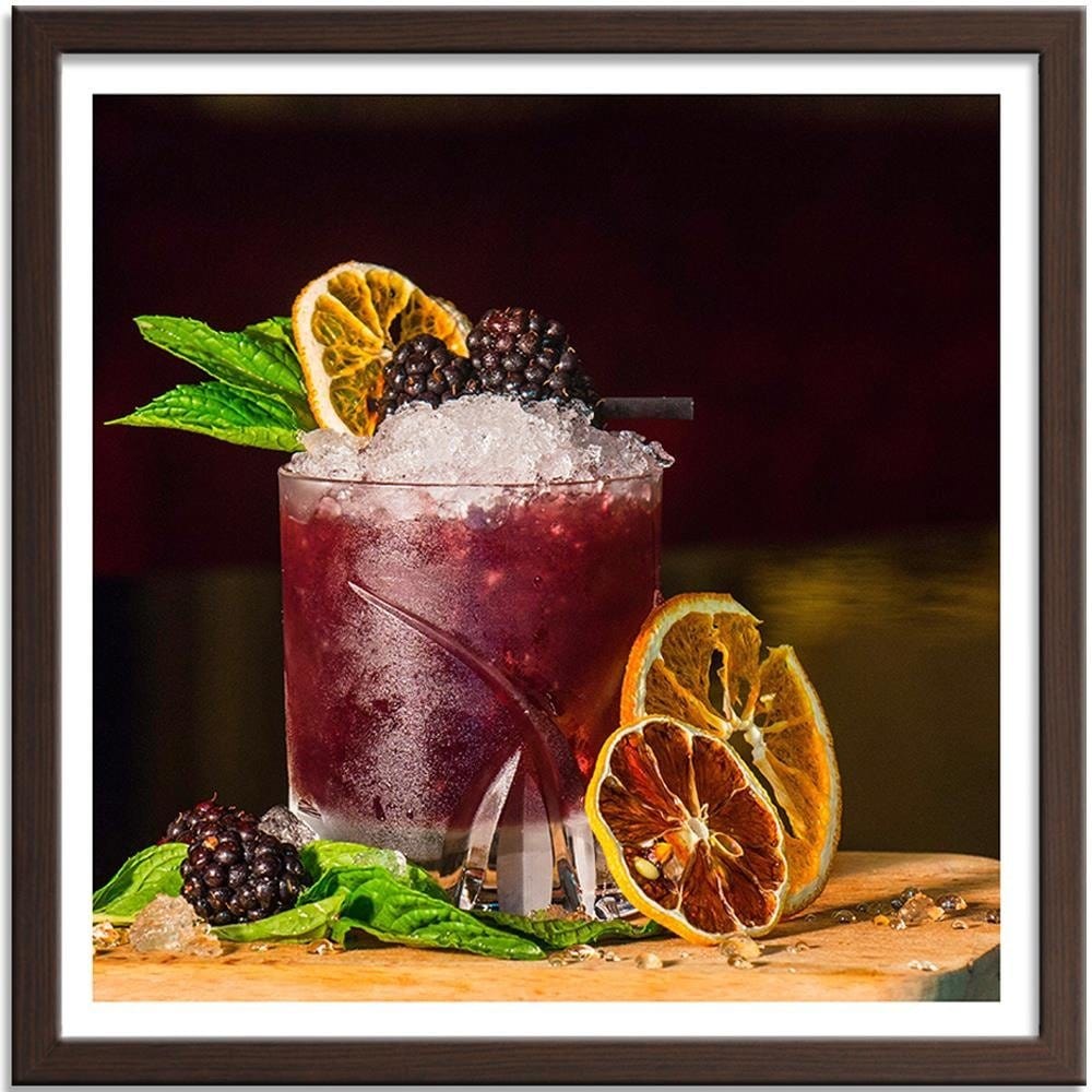 Glezna brūnā rāmī - Red Drink And Lemon Slices Home Trends DECO