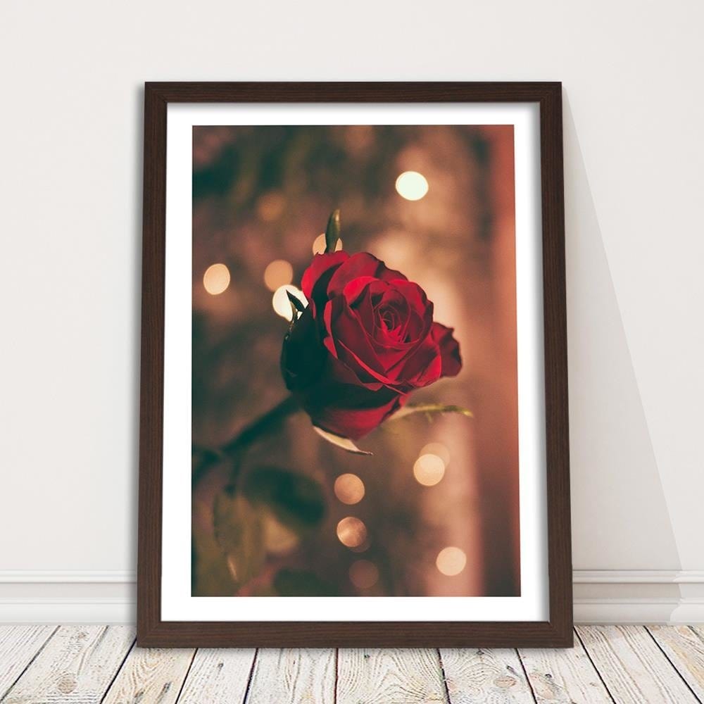 Glezna brūnā rāmī - Red Flower Roses Home Trends DECO