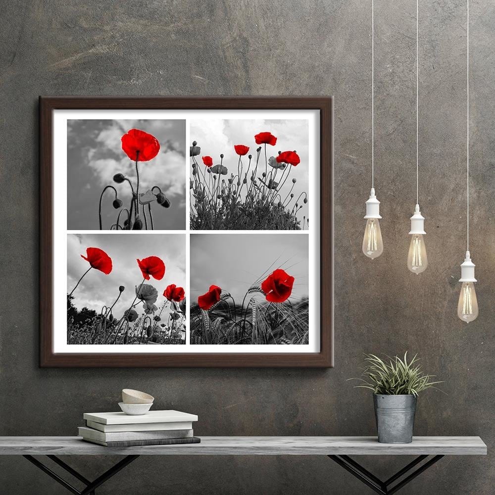 Glezna brūnā rāmī - Red Poppies Home Trends DECO