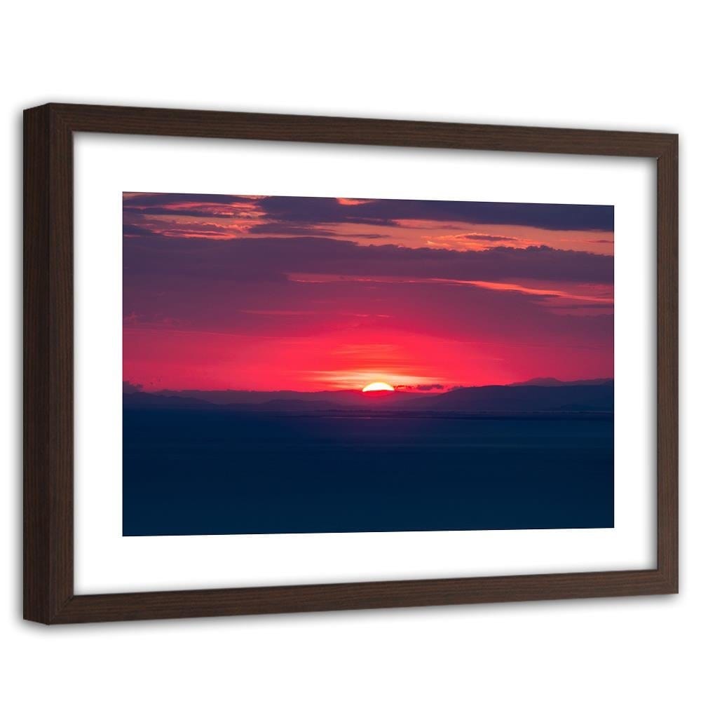 Glezna brūnā rāmī - Red Sunset Home Trends DECO