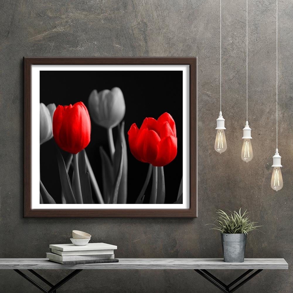 Glezna brūnā rāmī - Red Tulips Home Trends DECO