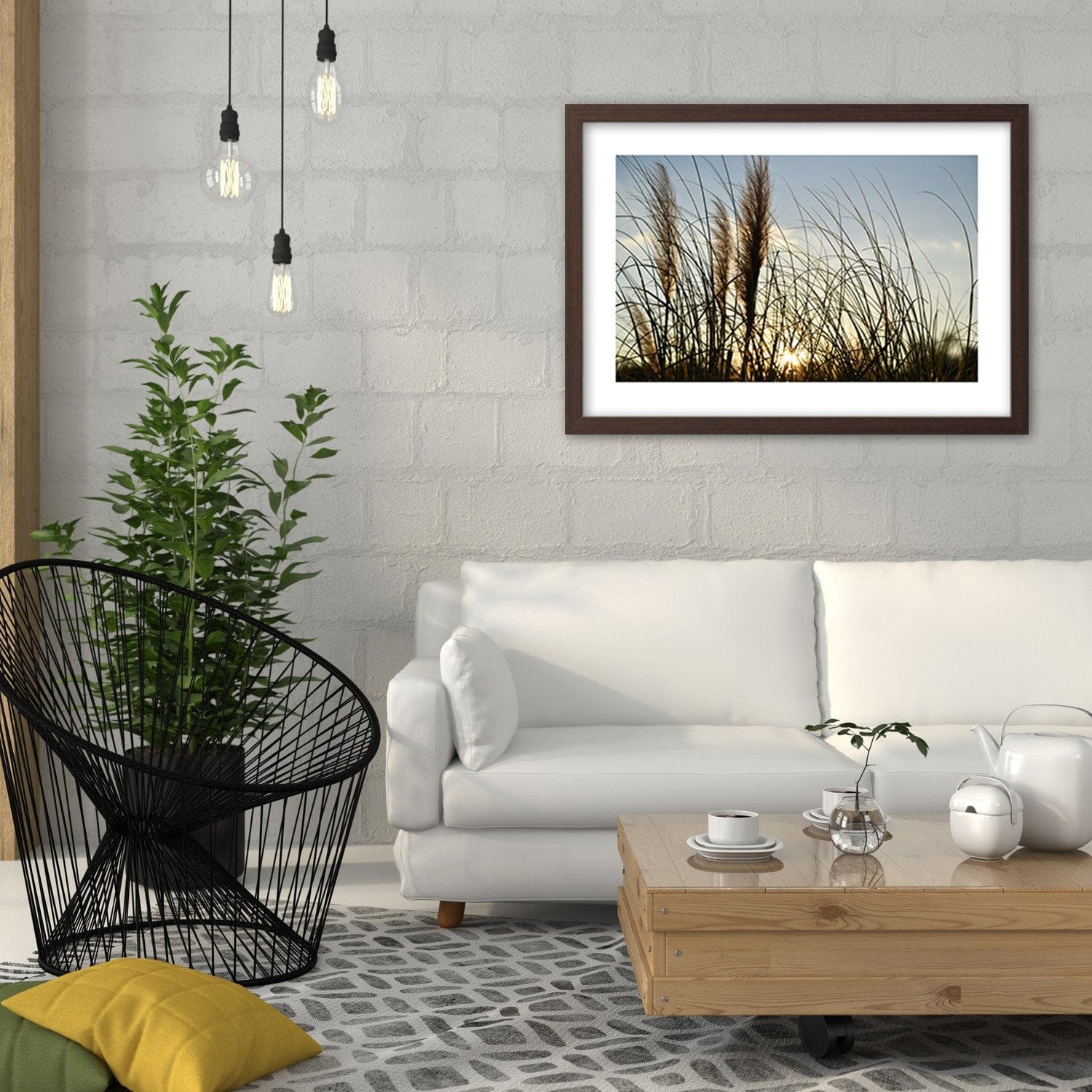 Glezna brūnā rāmī - Reed In The Sun Home Trends DECO