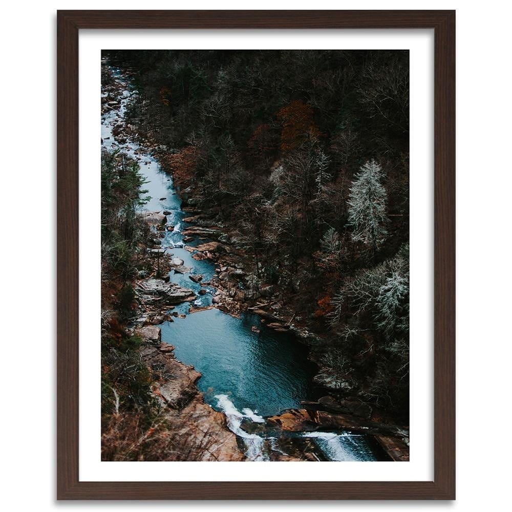Glezna brūnā rāmī - River In The Forest Home Trends DECO