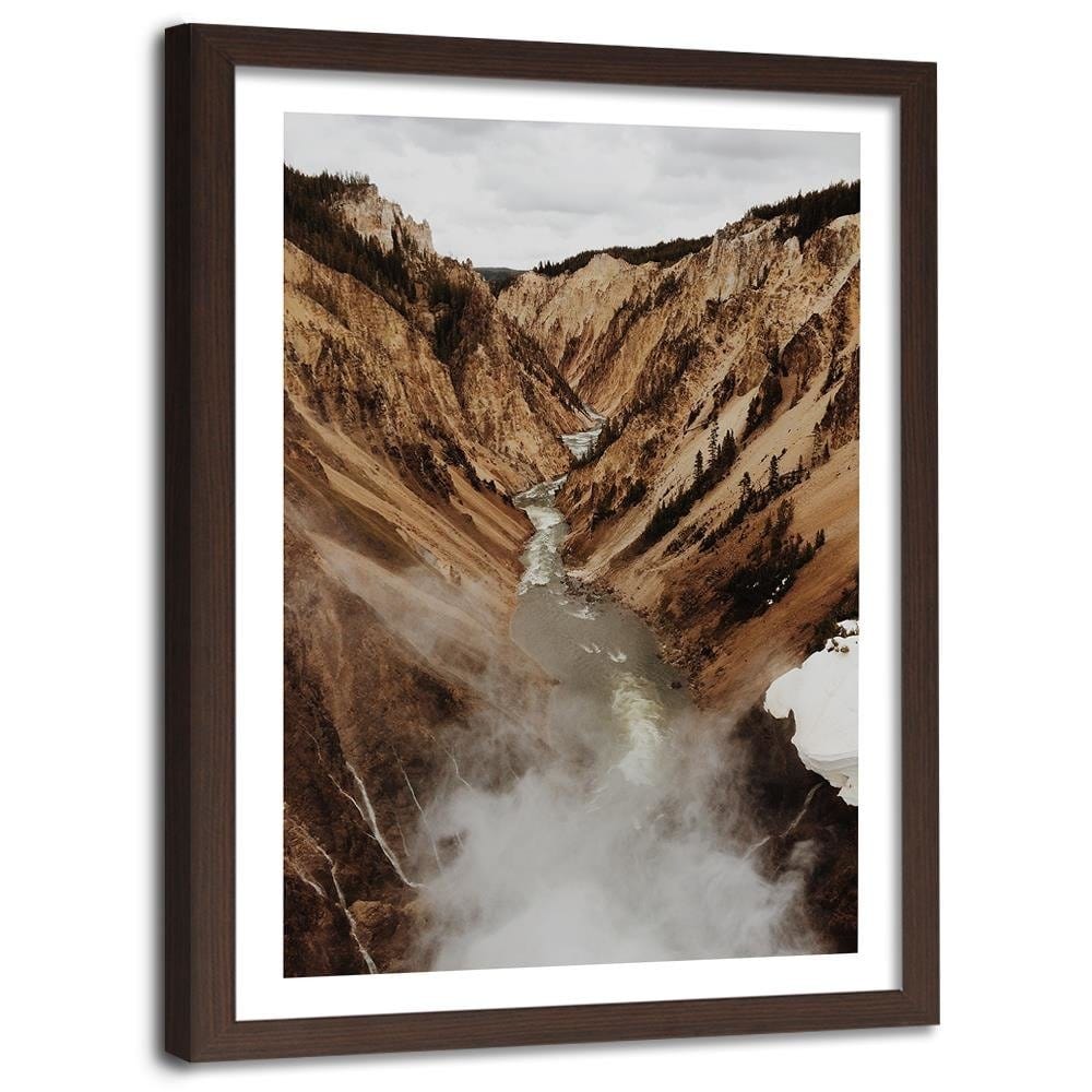 Glezna brūnā rāmī - River In The Mountains Home Trends DECO