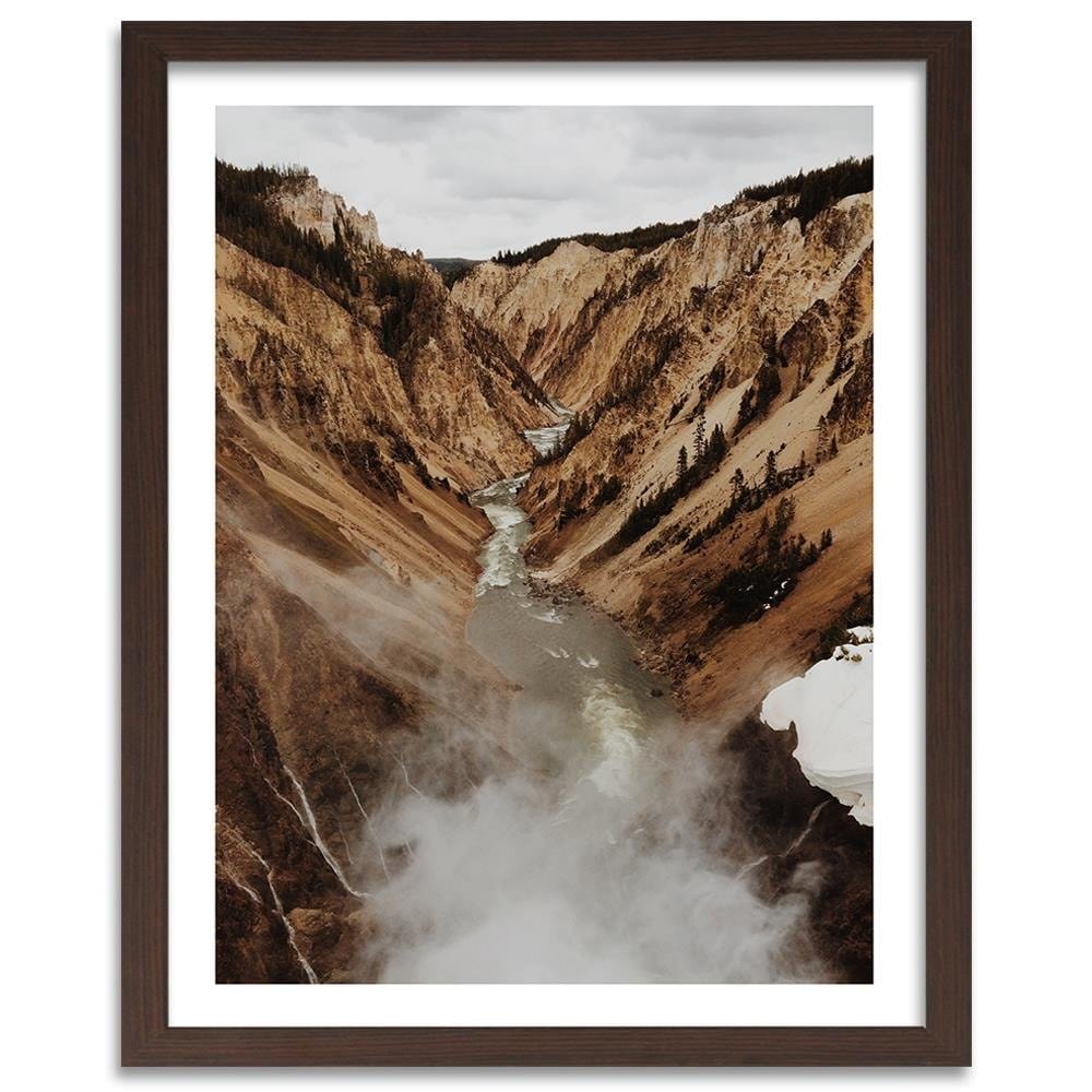 Glezna brūnā rāmī - River In The Mountains Home Trends DECO