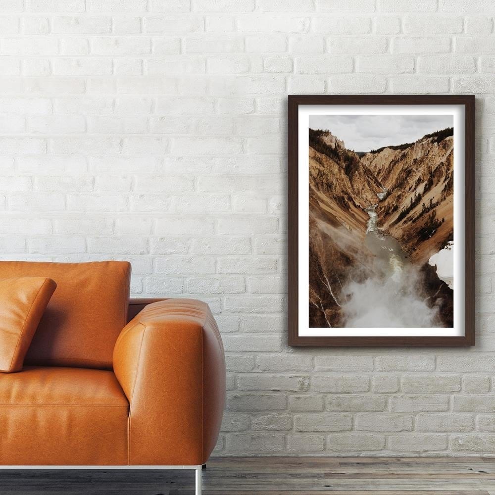 Glezna brūnā rāmī - River In The Mountains Home Trends DECO