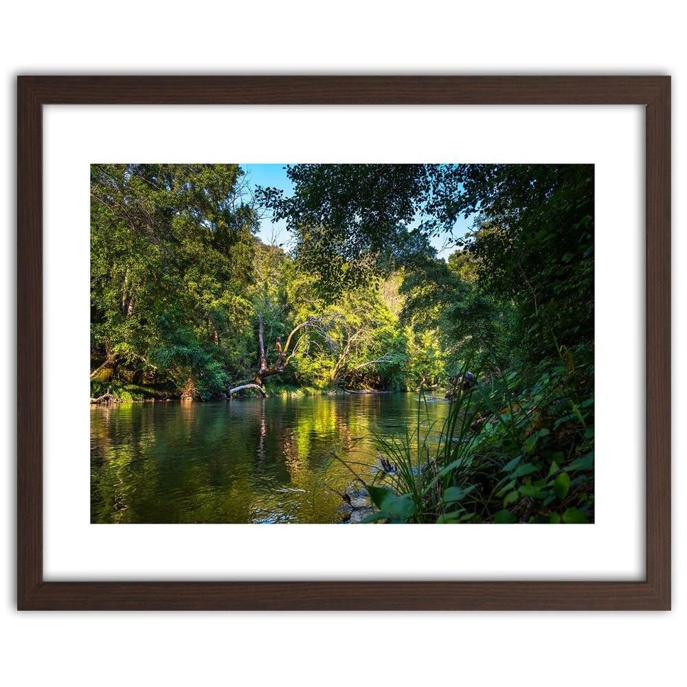 Glezna brūnā rāmī - River In Tropical Forest Home Trends DECO