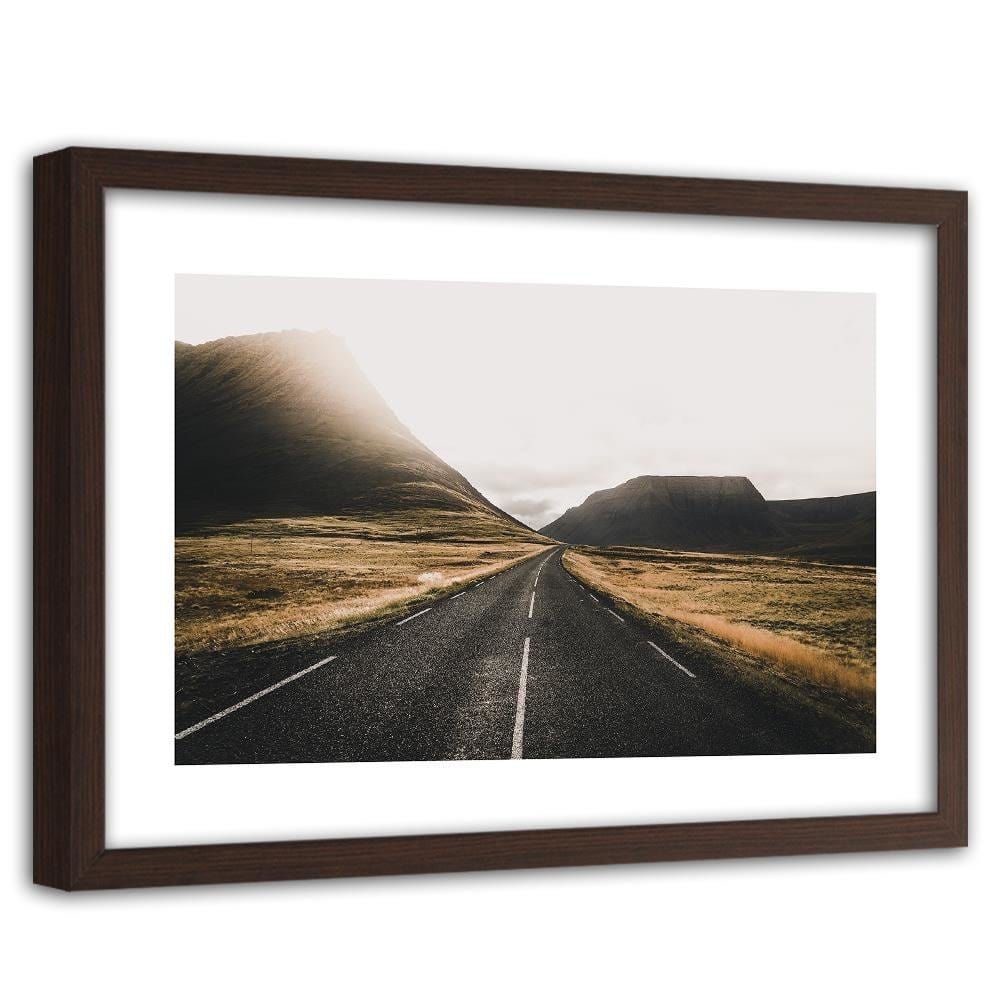 Glezna brūnā rāmī - Road And Mountains Home Trends DECO