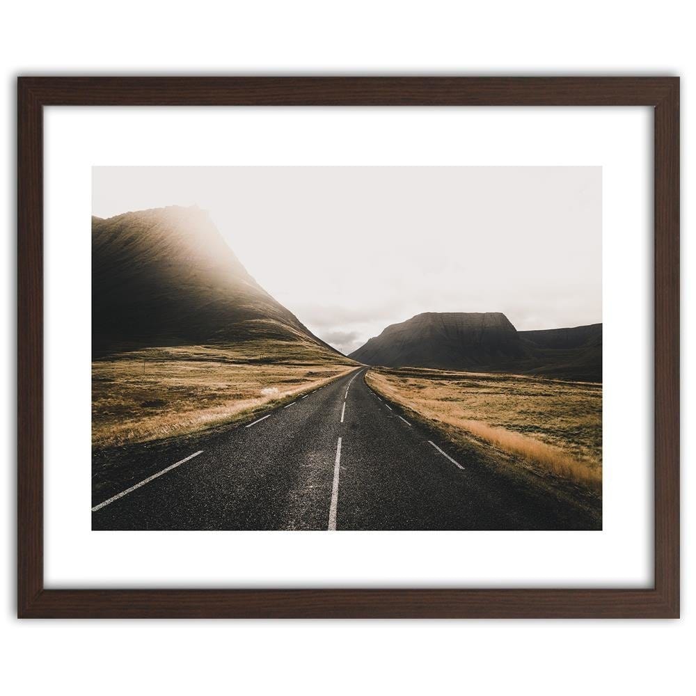 Glezna brūnā rāmī - Road And Mountains Home Trends DECO