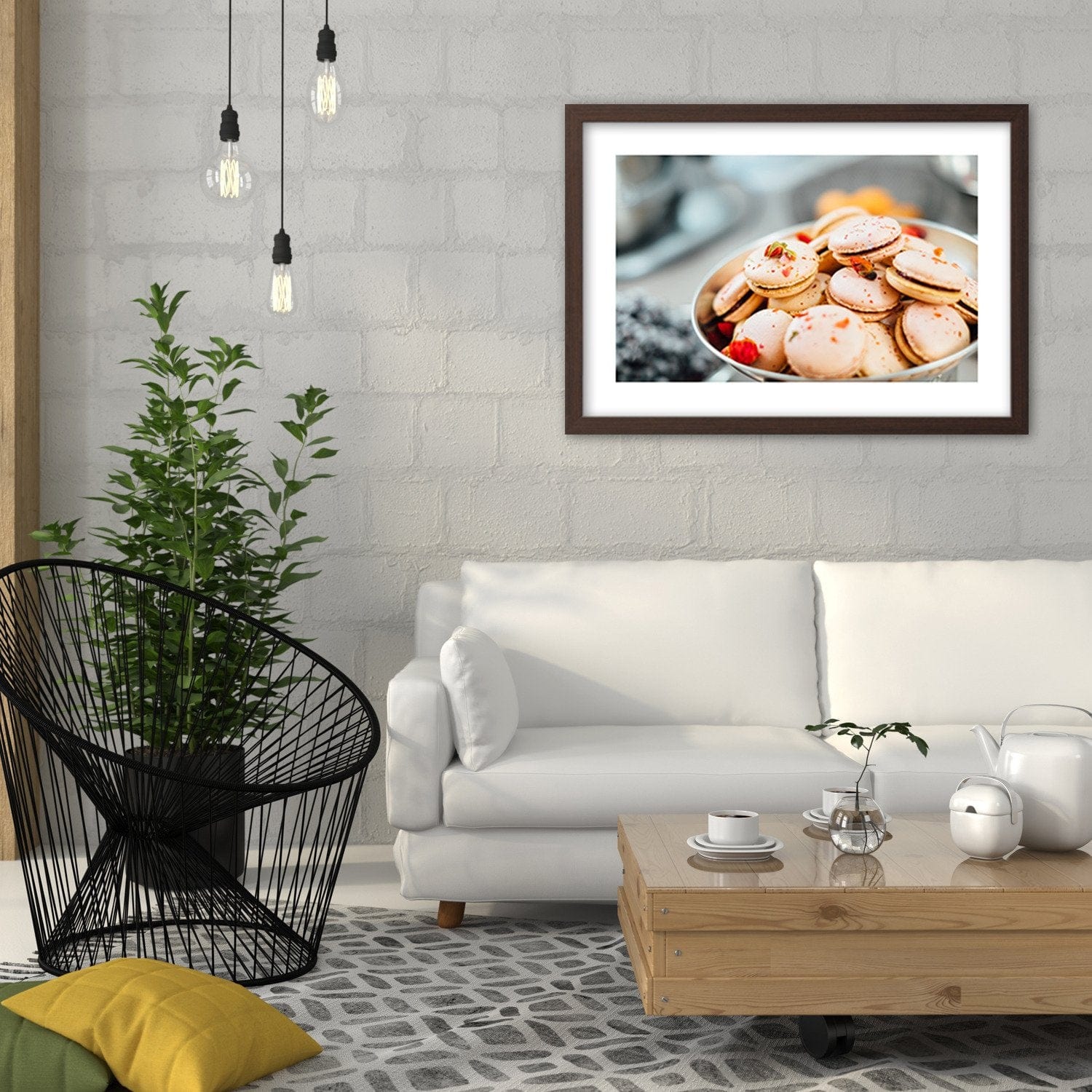 Glezna brūnā rāmī - Rose Macaroons Home Trends DECO
