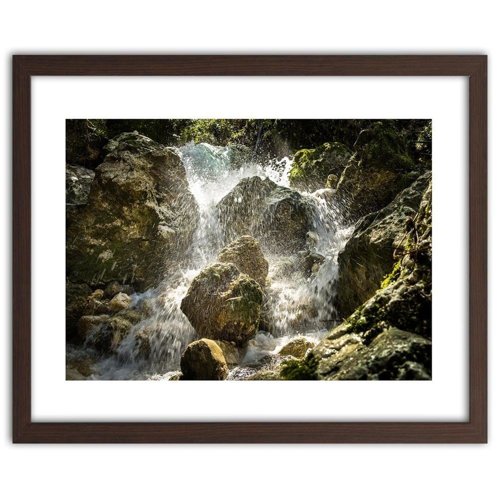 Glezna brūnā rāmī - Rushing Waterfall Home Trends DECO