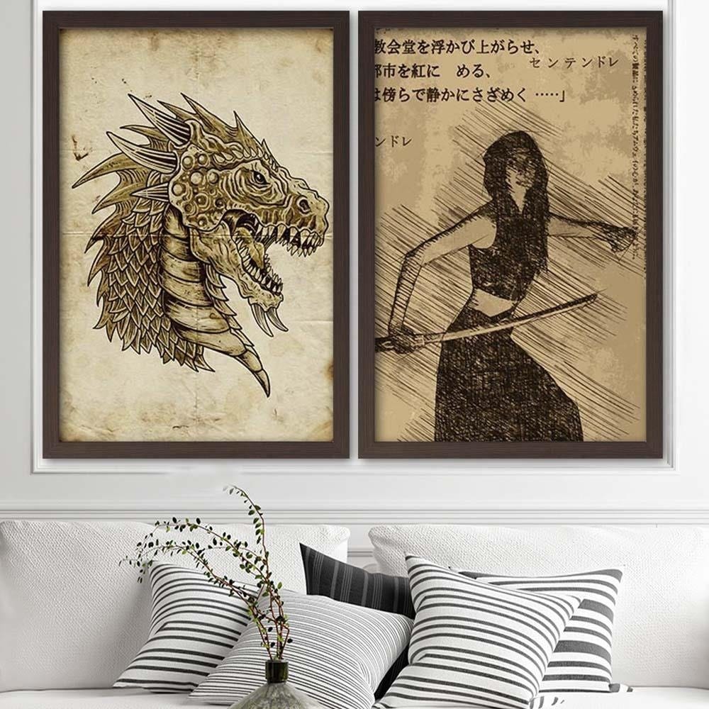 Glezna brūnā rāmī - Samurai Woman Home Trends DECO