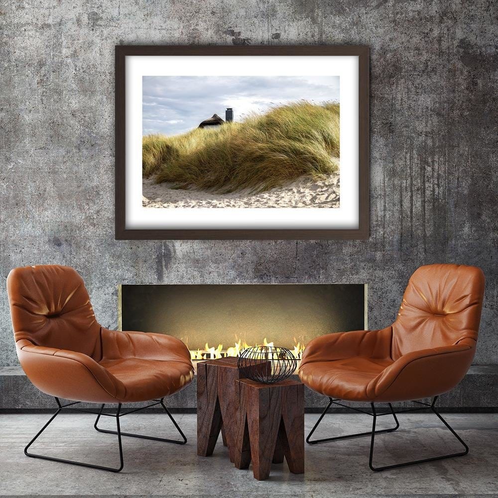 Glezna brūnā rāmī - Sand Dunes On The Beach Home Trends DECO