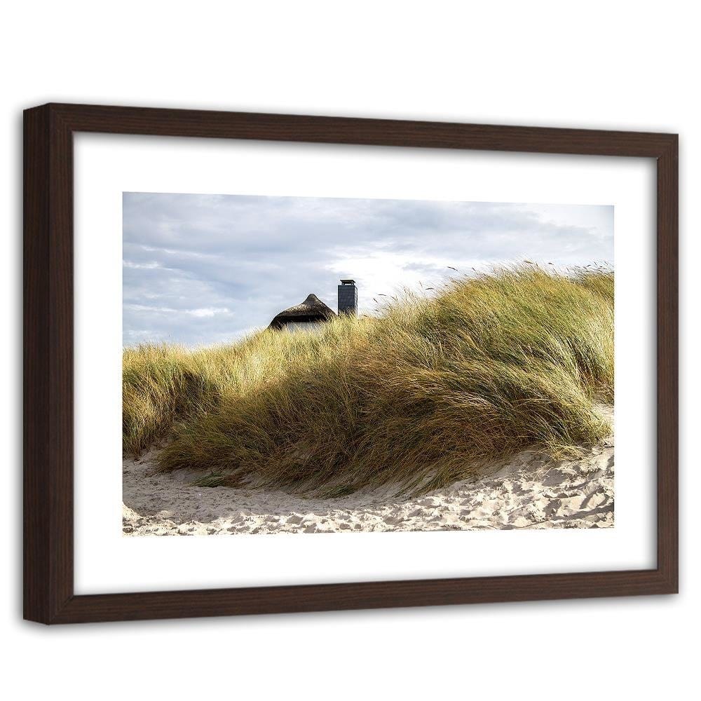 Glezna brūnā rāmī - Sand Dunes On The Beach Home Trends DECO