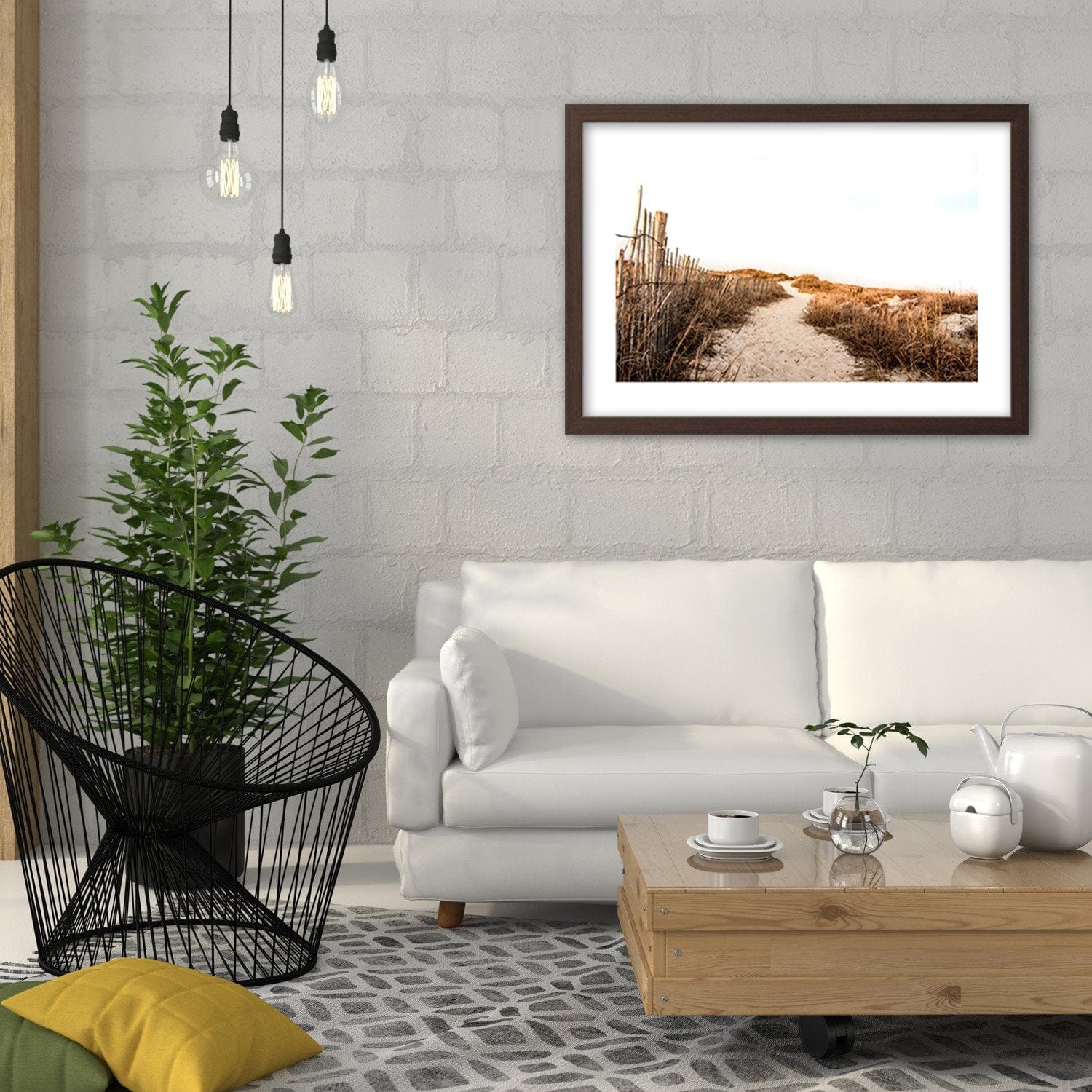 Glezna brūnā rāmī - Sandy Path Home Trends DECO