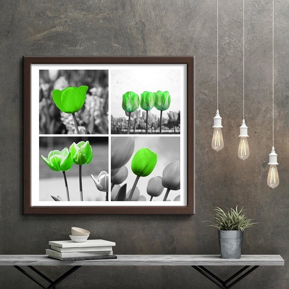 Glezna brūnā rāmī - Set Of Green Poppies Home Trends DECO