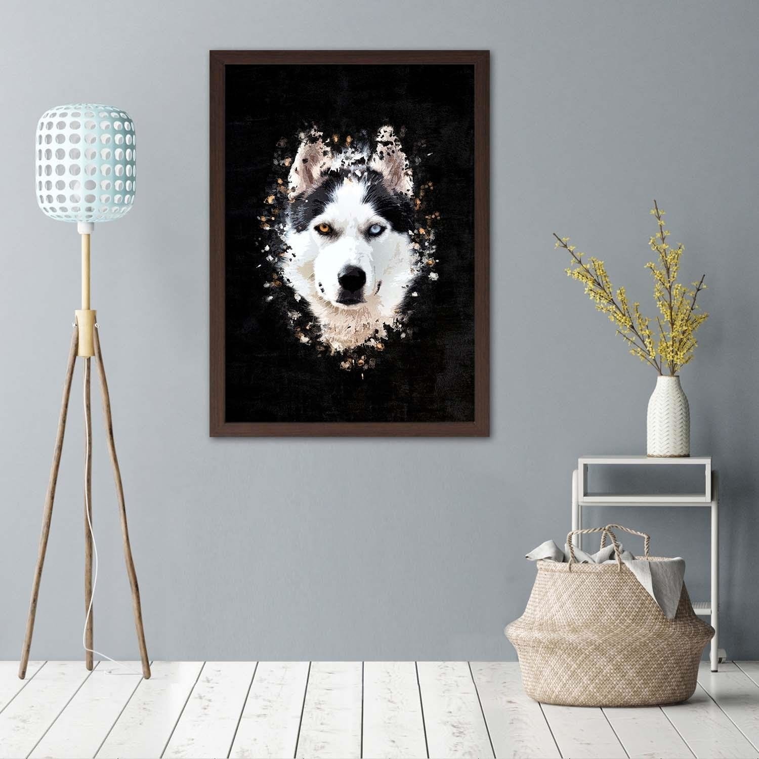 Glezna brūnā rāmī - Siberian Husky Home Trends DECO