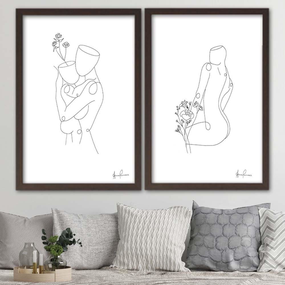 Glezna brūnā rāmī - Silhouette Of A Woman Home Trends DECO