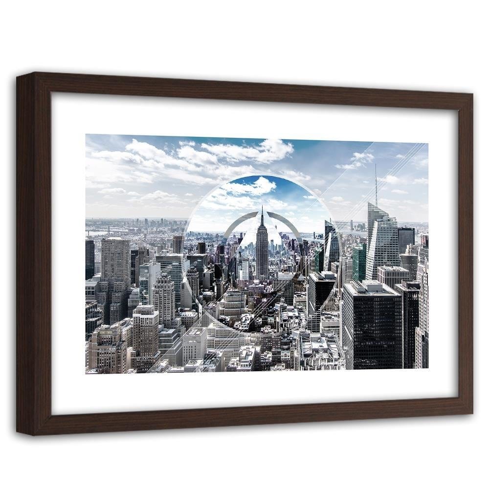 Glezna brūnā rāmī - Skyscrapers 1 Home Trends DECO
