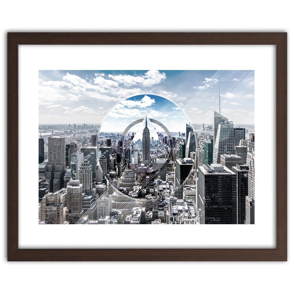 Glezna brūnā rāmī - Skyscrapers 1 Home Trends DECO