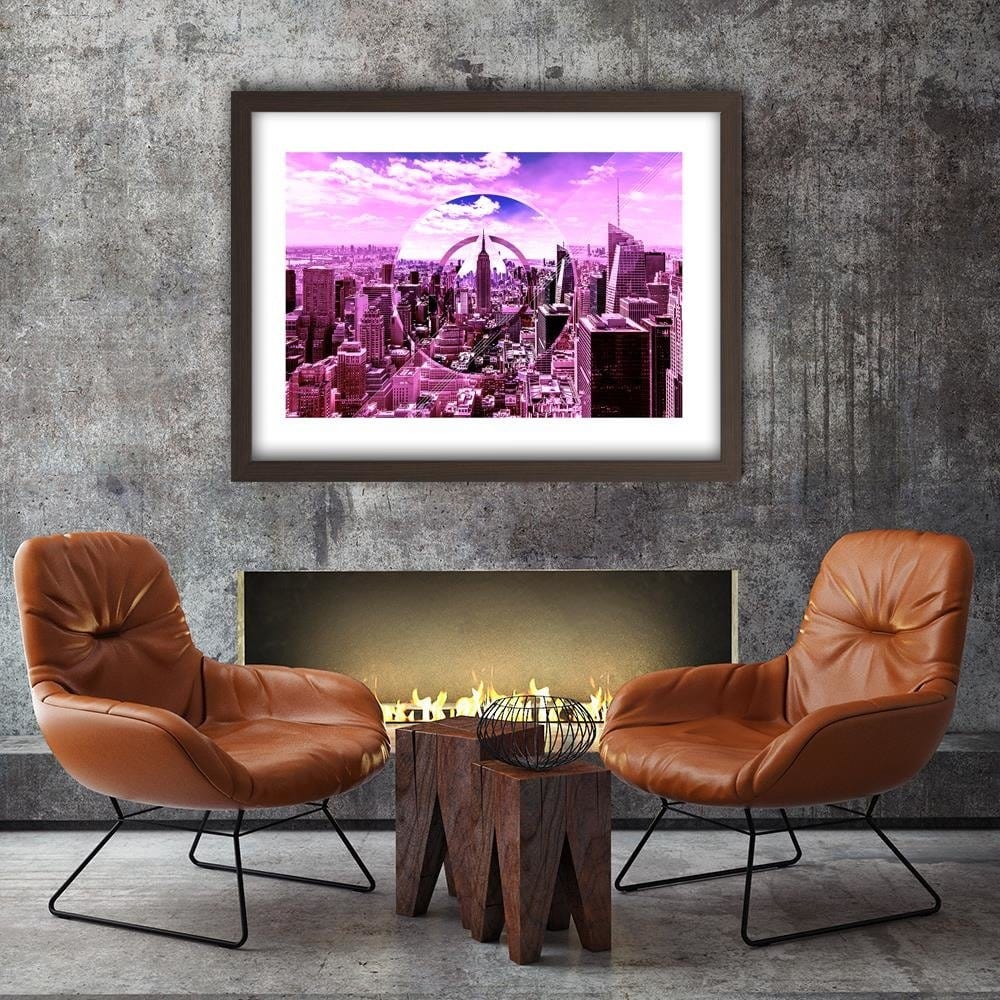 Glezna brūnā rāmī - Skyscrapers 2 Home Trends DECO