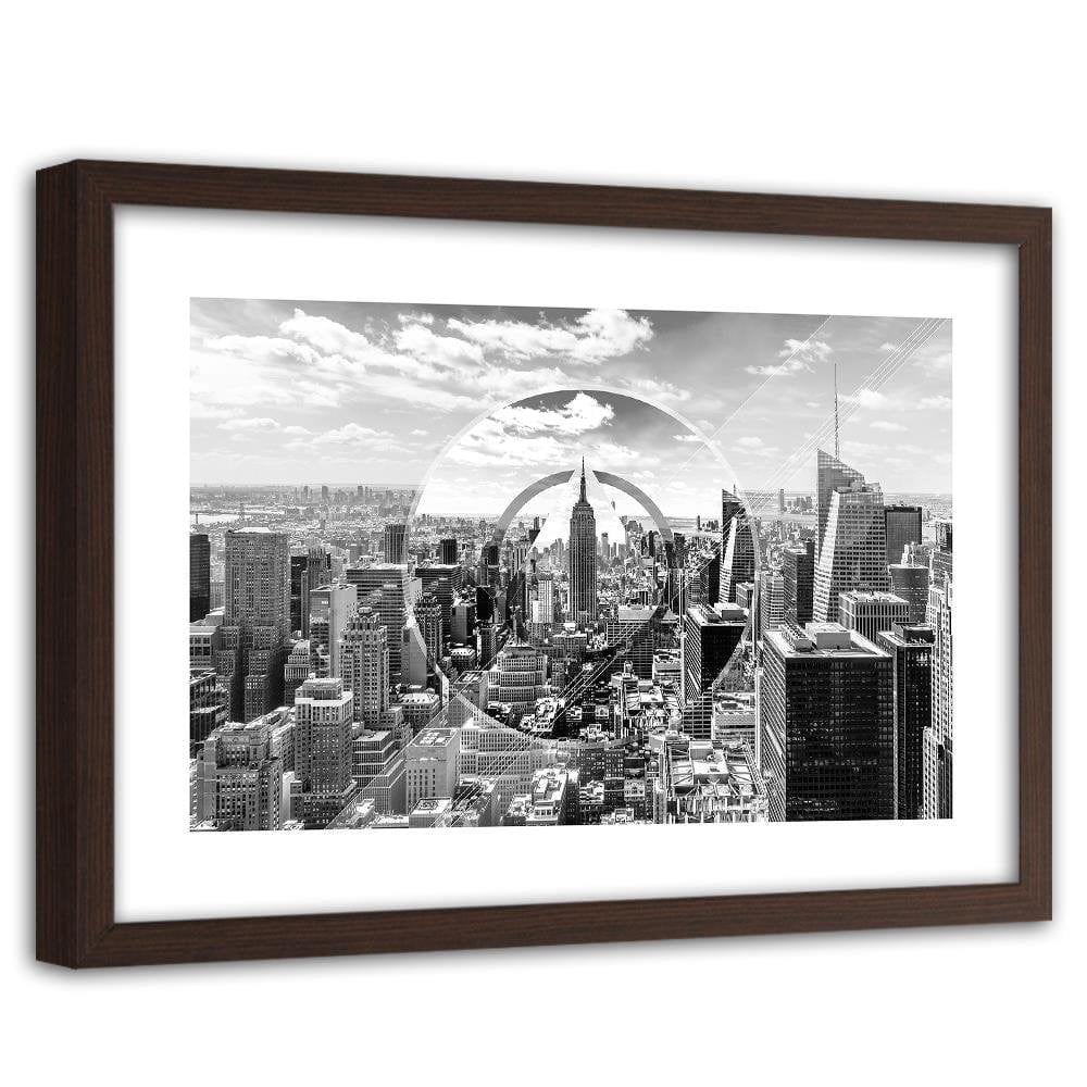 Glezna brūnā rāmī - Skyscrapers 3 Home Trends DECO