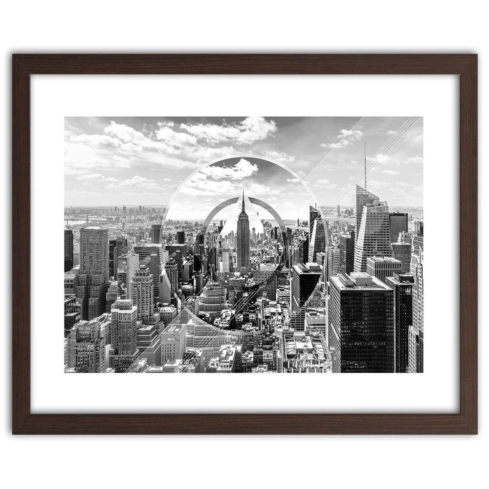 Glezna brūnā rāmī - Skyscrapers 3 Home Trends DECO
