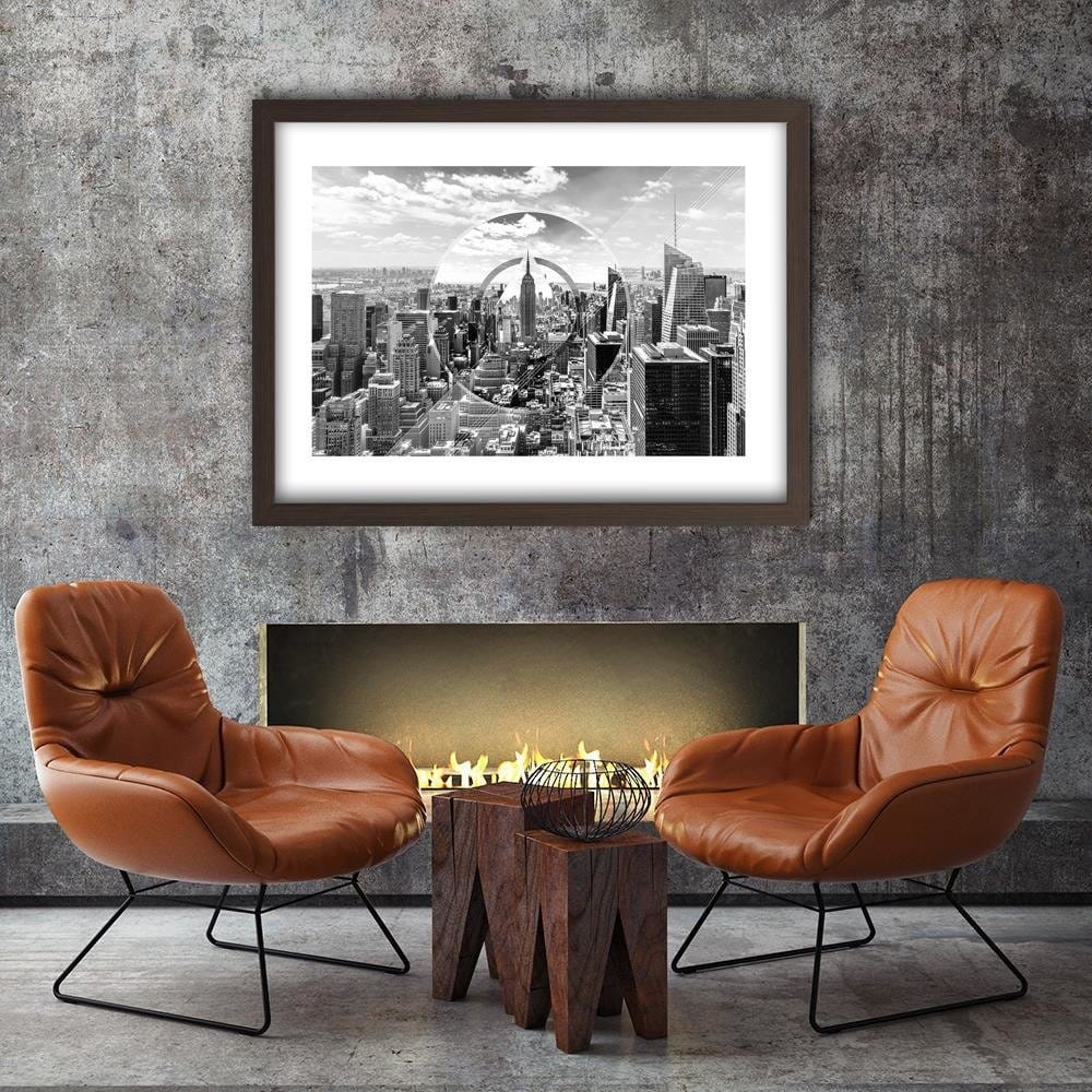 Glezna brūnā rāmī - Skyscrapers 3 Home Trends DECO