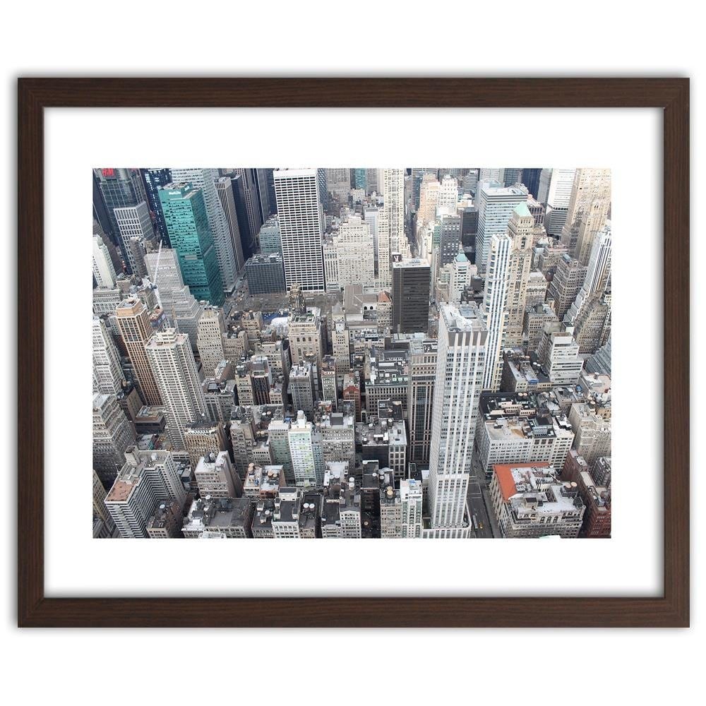 Glezna brūnā rāmī - Skyscrapers Bird's Eye View Home Trends DECO