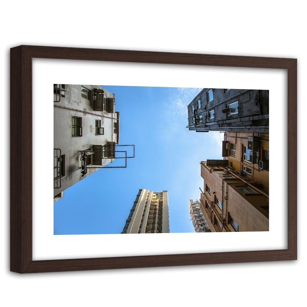Glezna brūnā rāmī - Skyscrapers From Below Home Trends DECO