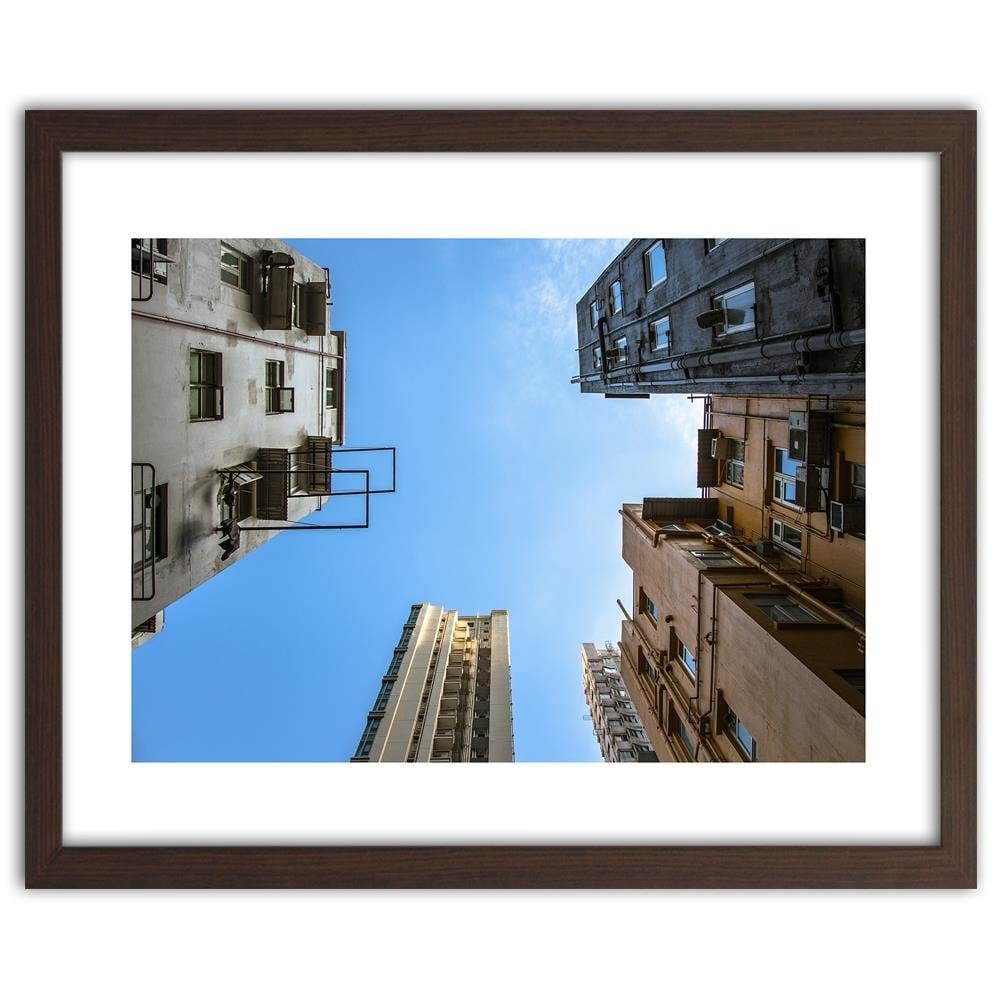 Glezna brūnā rāmī - Skyscrapers From Below Home Trends DECO