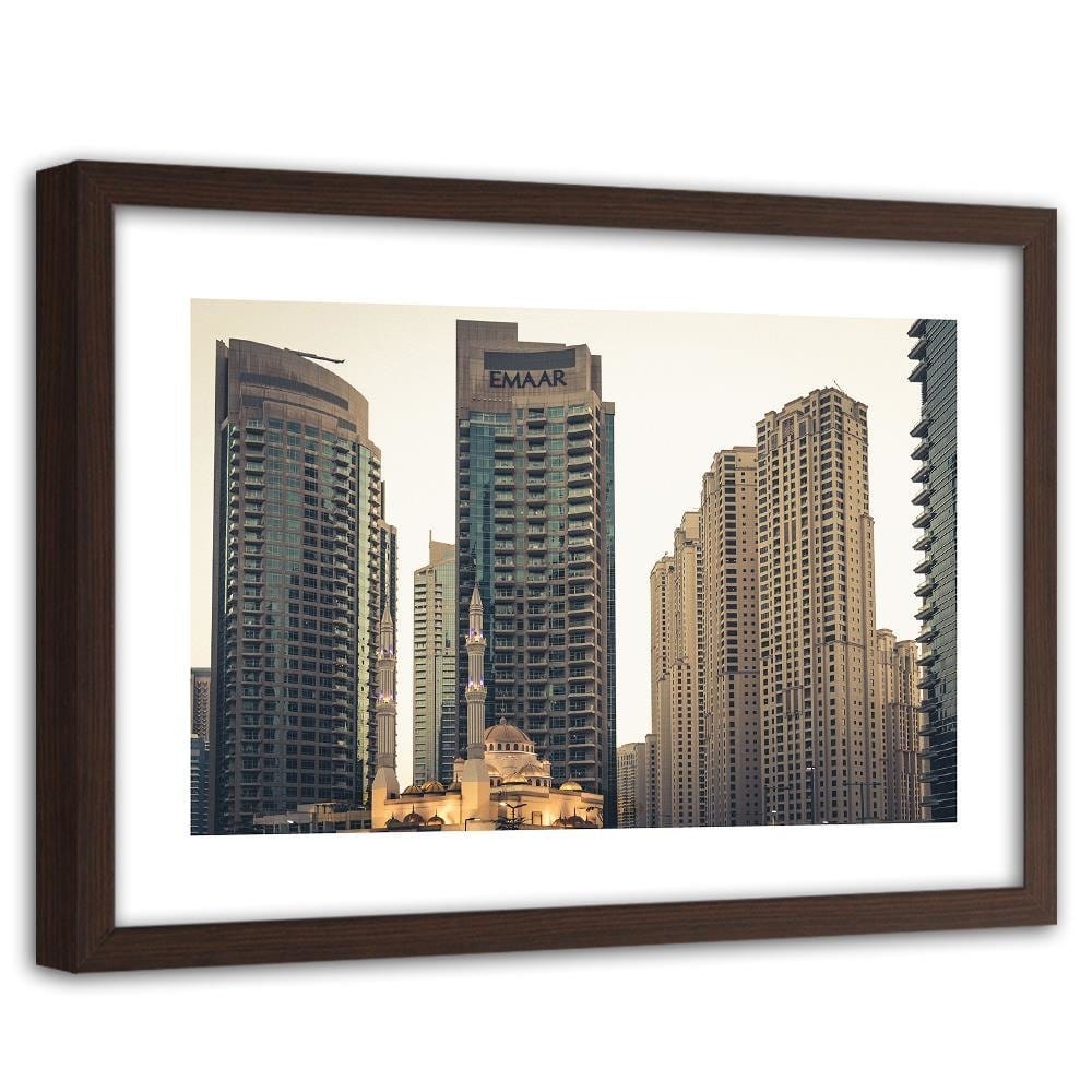 Glezna brūnā rāmī - Skyscrapers In Dubai Home Trends DECO